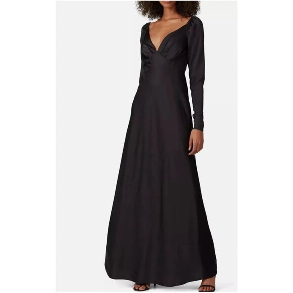 Keepsake the Label Own it Gown Long Sleeve Black Satin Maxi Formal Dress Size 4 - Picture 1 of 7
